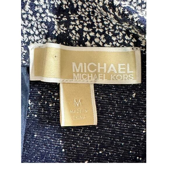 Michael Kors Top Womens Medium Navy Sleeveless Mock Neck Textured Office Preppy - Picture 6 of 10